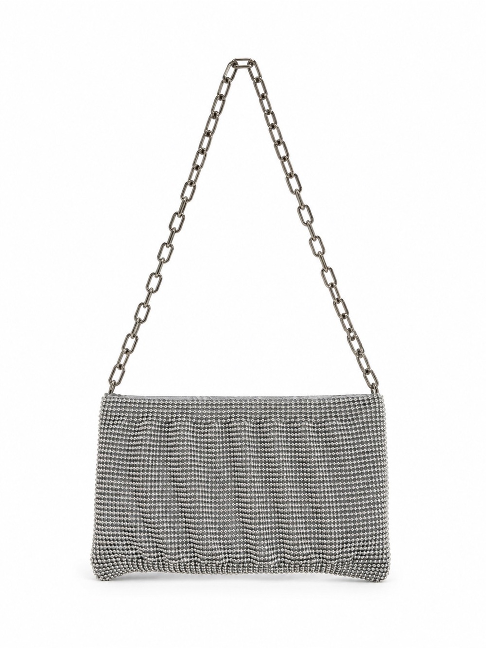 La Regale silver chainmail purse with chain strap.